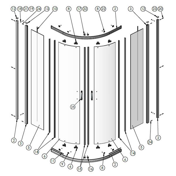 Premier Bathrooms Ella 760x900mm Quadrant Shower Door ERQ769 Spare Parts